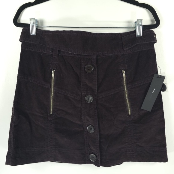 NWT MARC JACOBS Corduroy Button up Belted Mini Skirt RUM RAISIN W22231 Size 10 - Picture 2 of 10